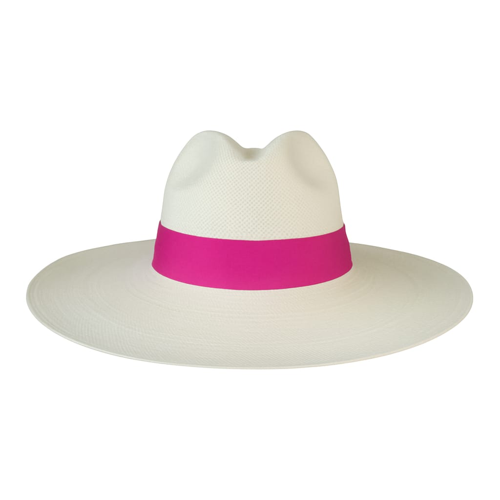 Classic White Panama Hat with Long Brim in Fine Breathable Straw