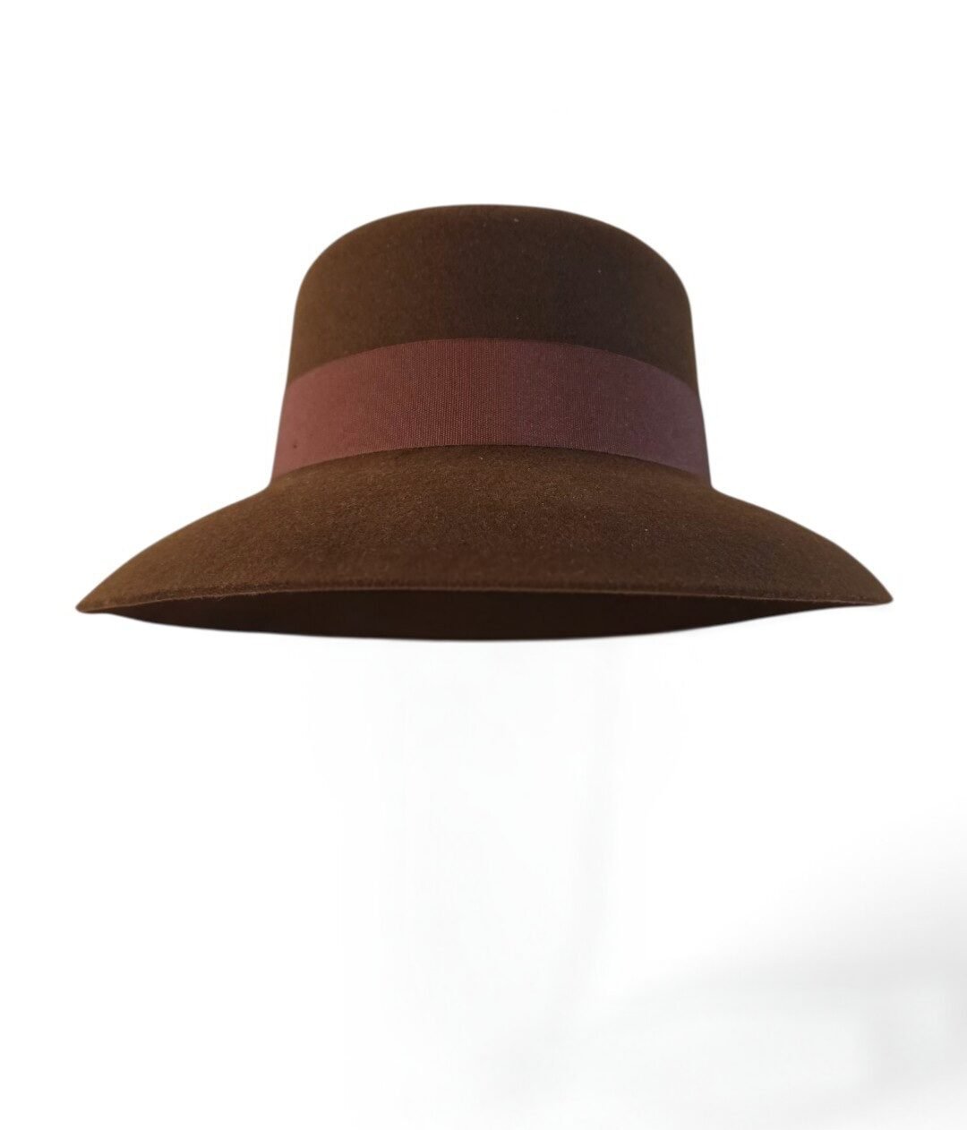 women's wide brim wool felt hat in dark chocolate brown